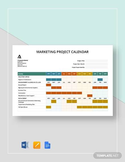 marketing project calendar template