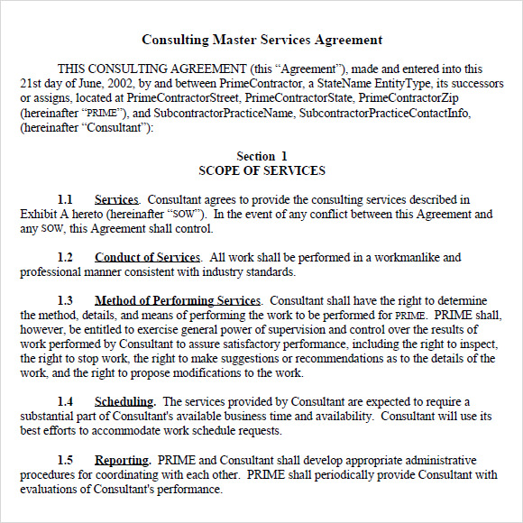 FREE 8+ Sample Master Service Agreement Templates in PDF MS Word