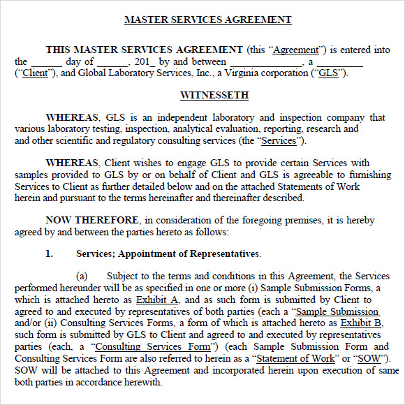 master service agreement template pdf