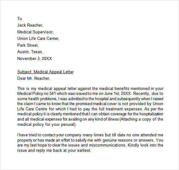 medical appeal letter