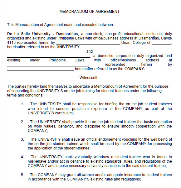 of understanding memorandum pdf format 13 Memorandum  PDF, Word Agreements of