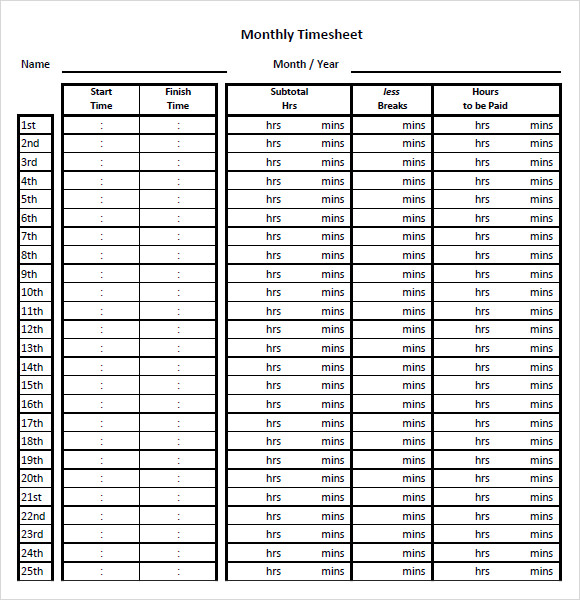 monthly timesheet template pdf1