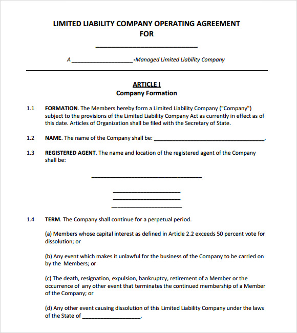 FREE 13 Sample Operating Agreement Templates In PDF MS Word Google 