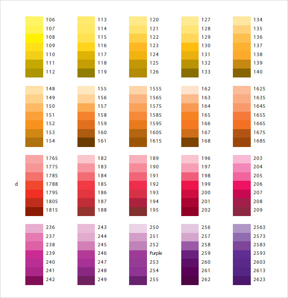 FREE 7 Sample PMS Color Charts In PDF