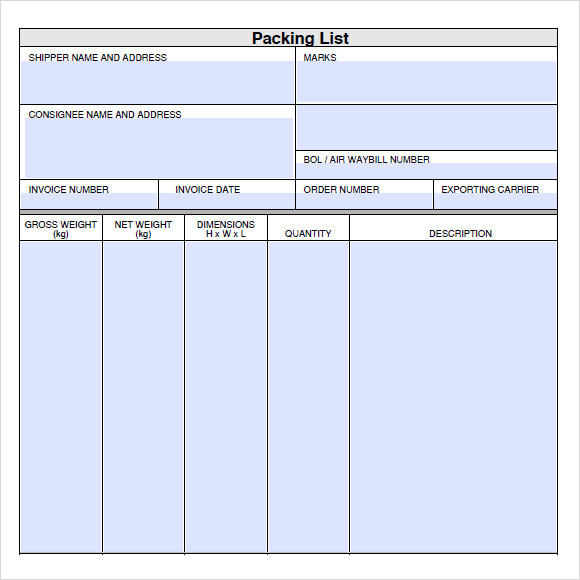 FREE 8 Packing List Templates In PDF