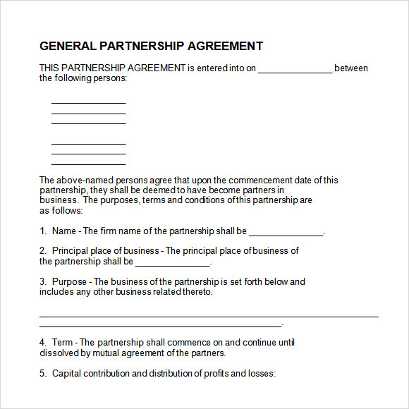 8 Sample Partnership Agreements Sample Templates 6873