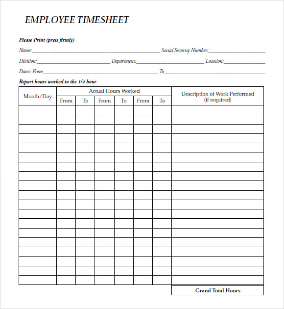 payroll blank timesheet template