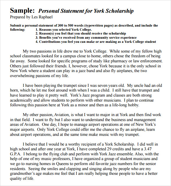 sample personal statement for undergraduate university admission