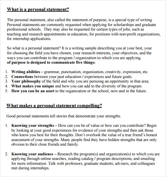 FREE 20+ Sample Personal Statement Templates in Google Docs MS Word