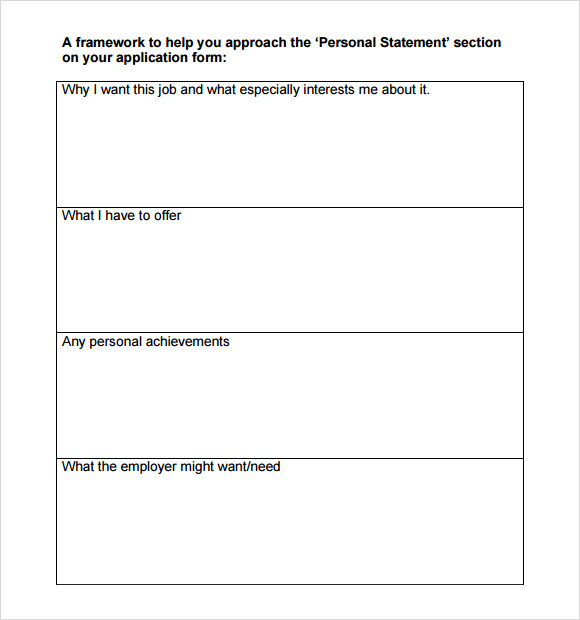 personal statement structure for job application