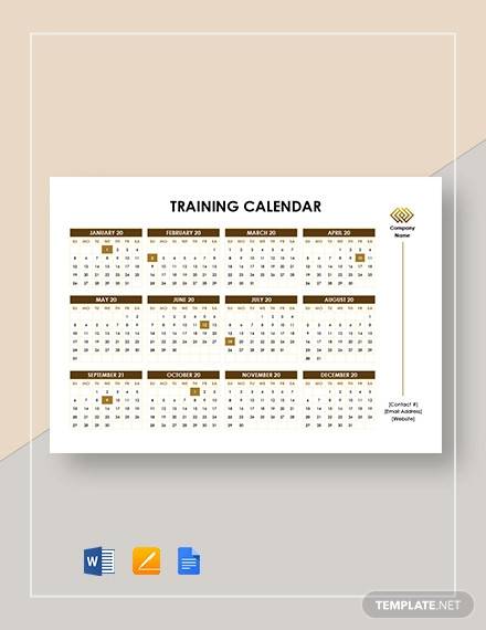 printable training calendar template