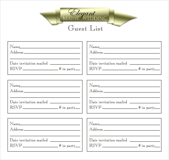 FREE 8  Guest List Samples in PDF MS Word Excel