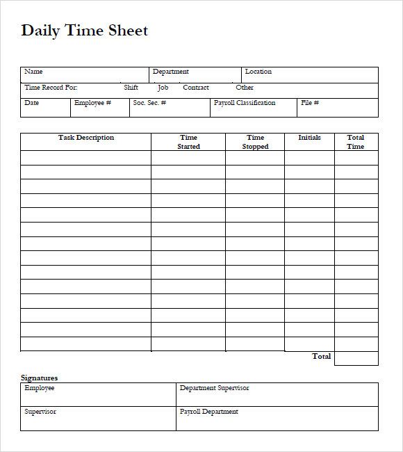 FREE 10 Blank Timesheet Templates In Free Sample Example