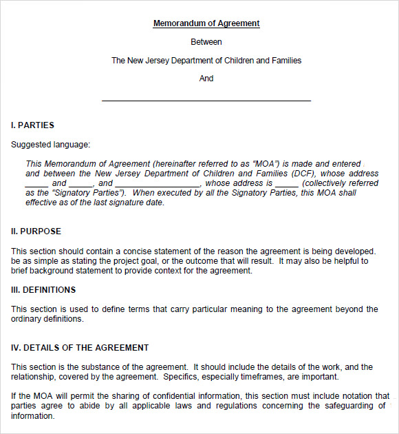 FREE 13 Memorandum Of Agreement Templates In PDF MS Word Google 