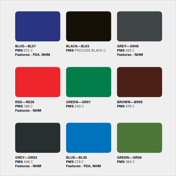 sample pms color chart