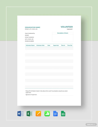 sample volunteer timesheet template1