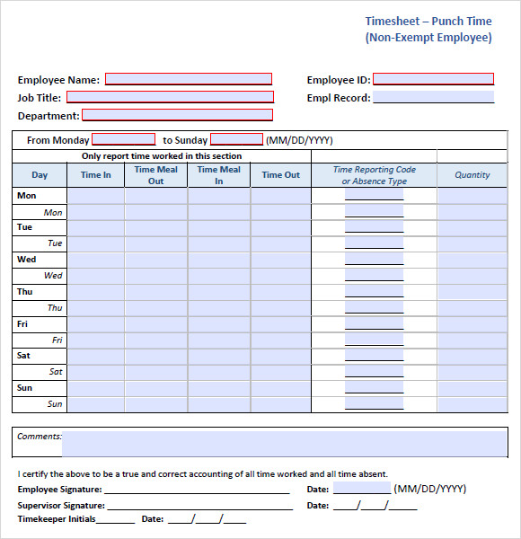 simple employee timesheet template download