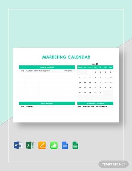 simple marketing calendar template