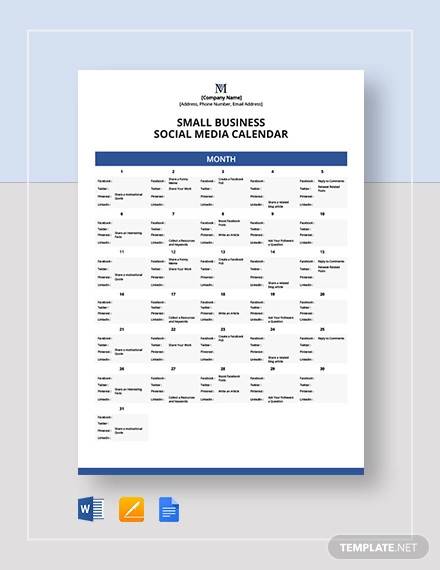 FREE 19  Sample Social Media Calendar Templates in Google Docs MS