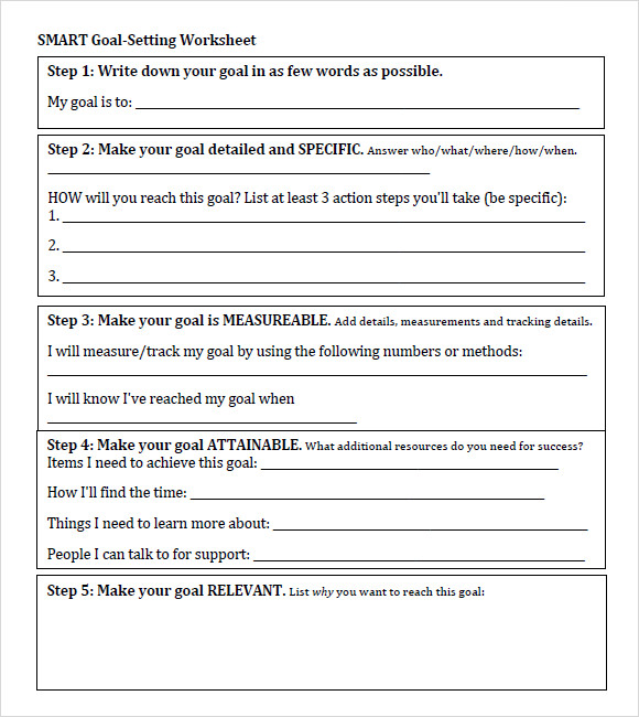 Smart Goal Setting Worksheet