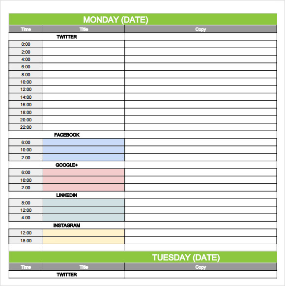 social media calendar template 2013