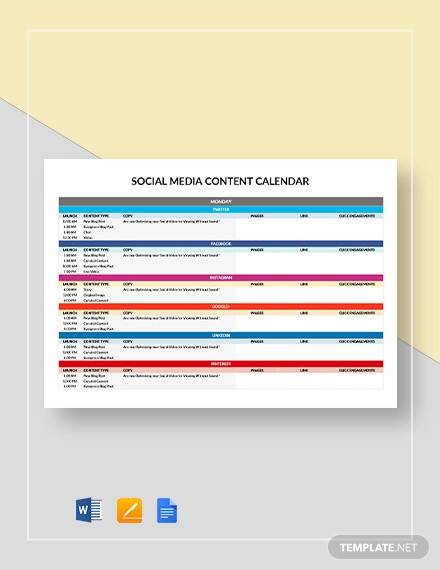 social media content calendar template