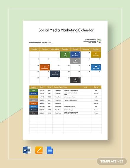 social media marketing calendar template1