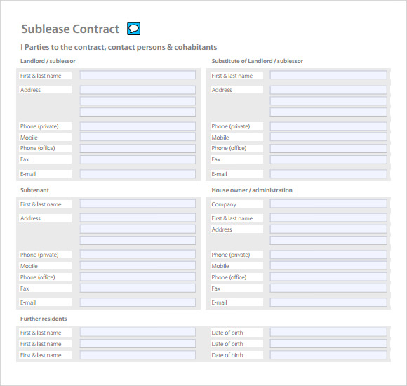 sublease contract template1