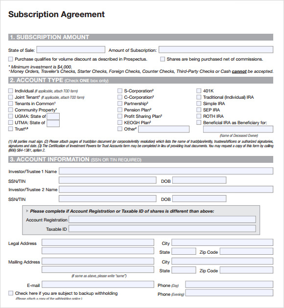FREE 17 Subscription Agreement Templates In PDF MS Word Google 