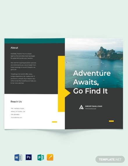 travel tour bi fold brochure template