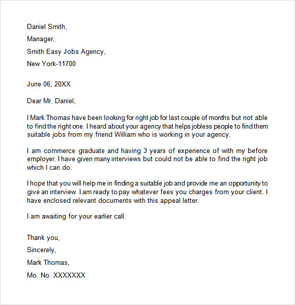 Sample appeal letter for termination of employment