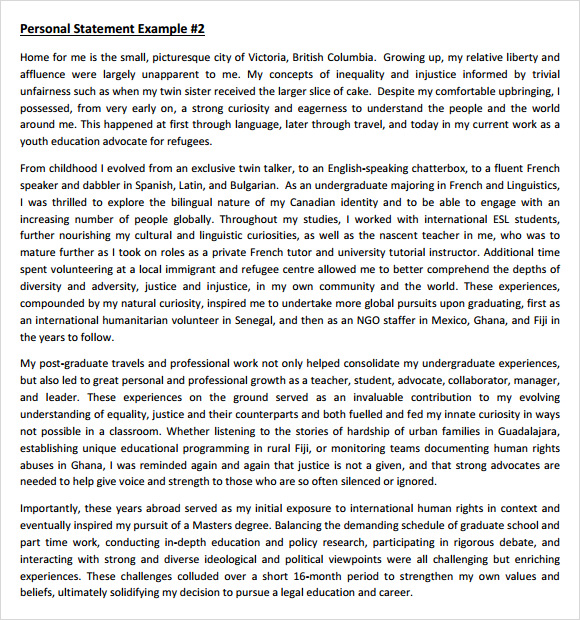 university personal statement template