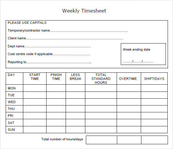 weekly timesheet calculator template