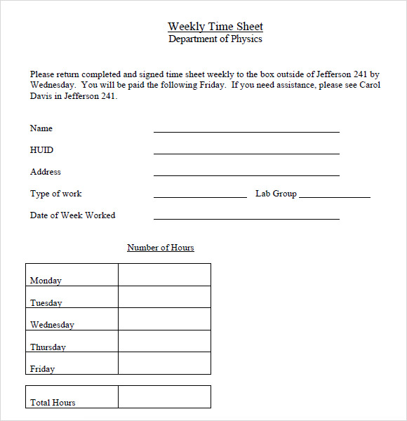 weekly timesheet template pdf