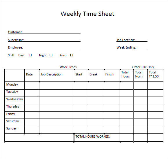 Employee Weekly Timesheet Template Employee work schedule template