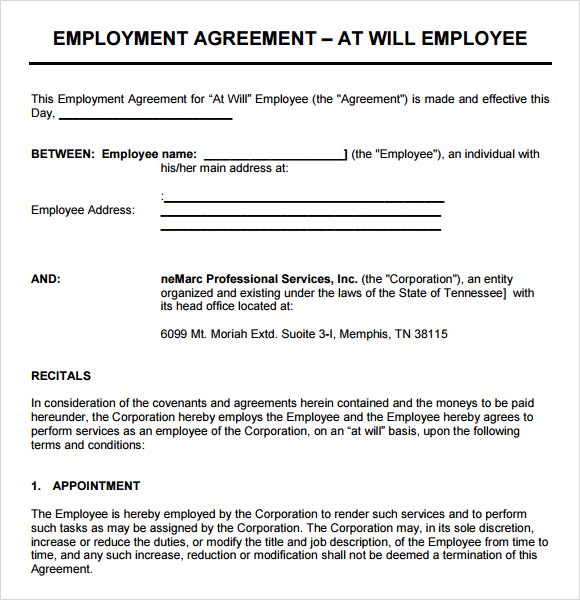 will employment agreement template