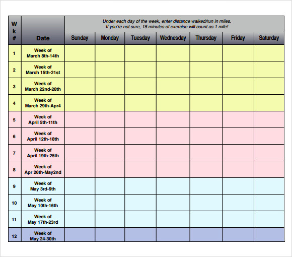 free 9 workout calendar templates in google docs google