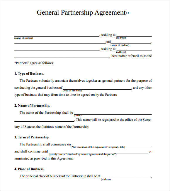 Business Partnership Agreement Form 