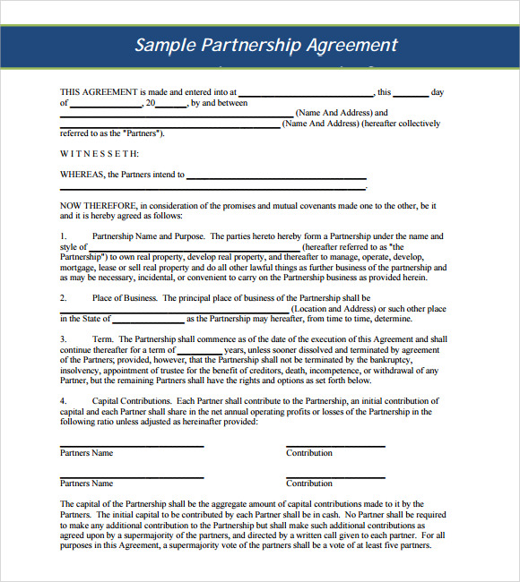 partnership agreement in a business plan