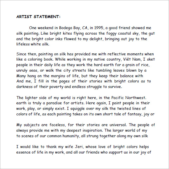 FREE 8+ Sample Artist Statement Templates in PDF