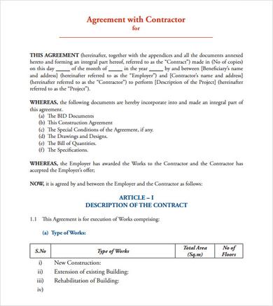 form contract pdf sample Sample In  PDF, Word Documents Contract   12 Agreement