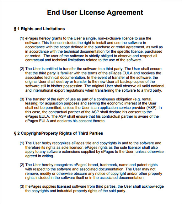 7+ Sample End User License Agreements Sample Templates