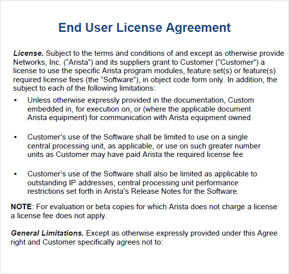 license software sample agreement Agreement Samples End  Free Sample â€“ User License 6