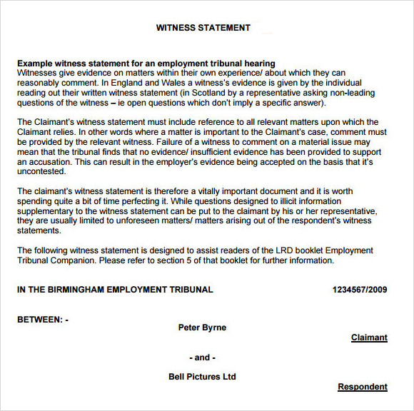 witness statement template