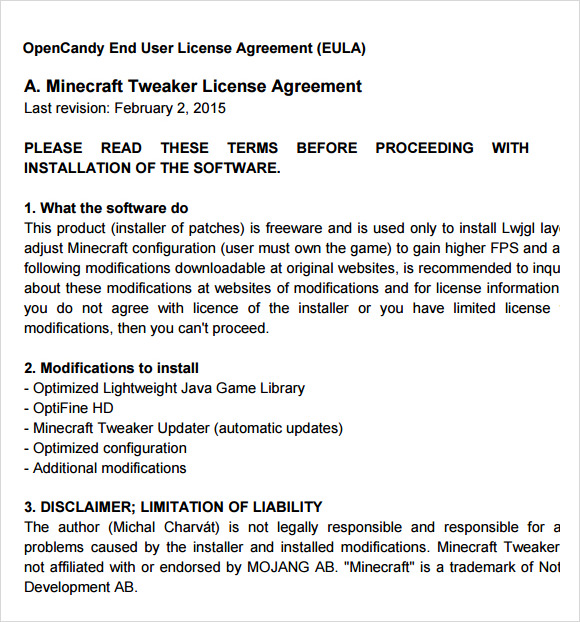 free end user license agreement template