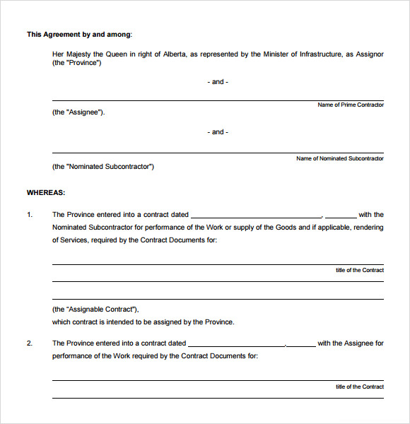 free novation agreement template