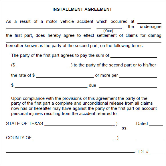 FREE 5+ Sample Installment Agreement Templates in PDF MS Word