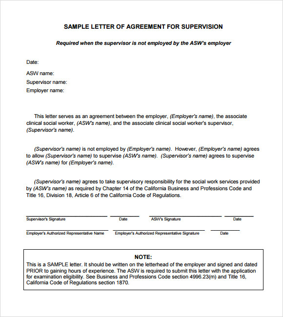 letter of agreement format