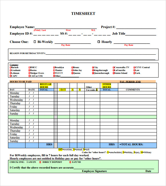 project timesheet format