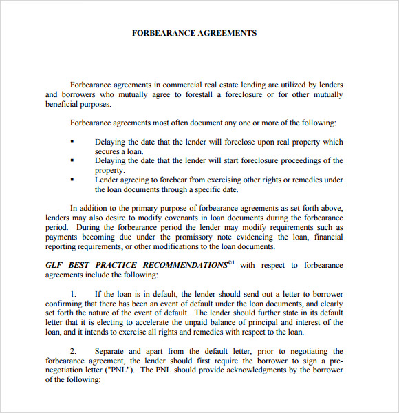 FREE 7+ Sample Forbearance Agreement Templates in PDF MS Word